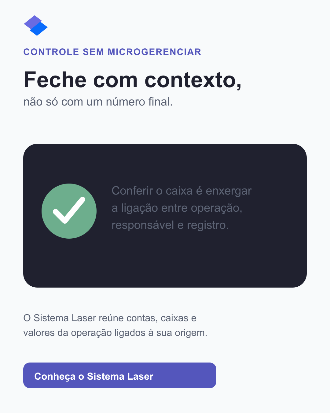 Síntese visual sobre conferir o caixa com contexto operacional