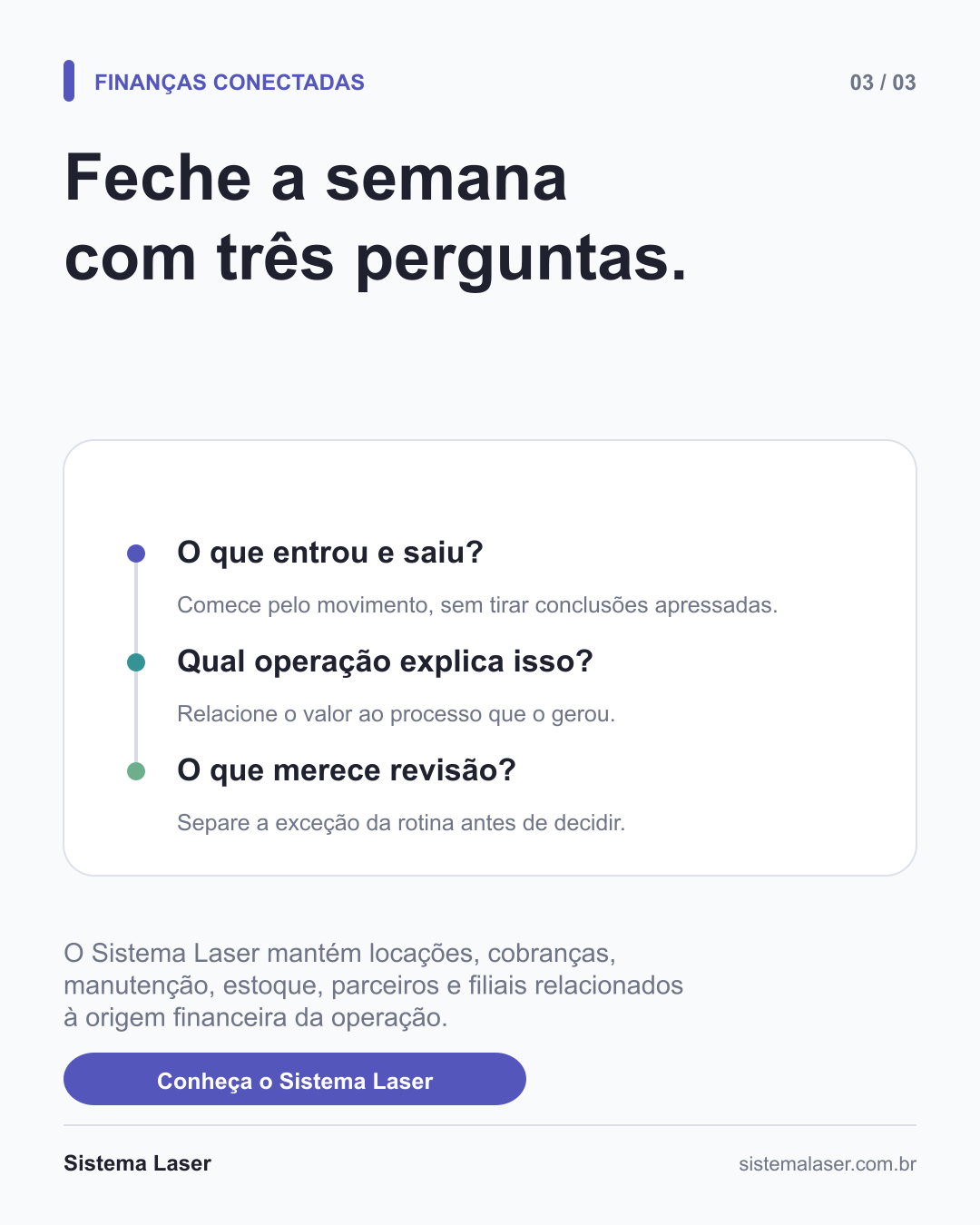 Três perguntas para orientar a revisão semanal do caixa da locadora
