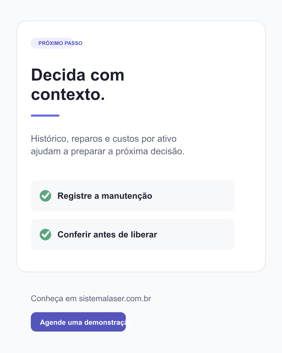 Checklist editorial para registrar manutenção e conferir o ativo antes de uma nova locação