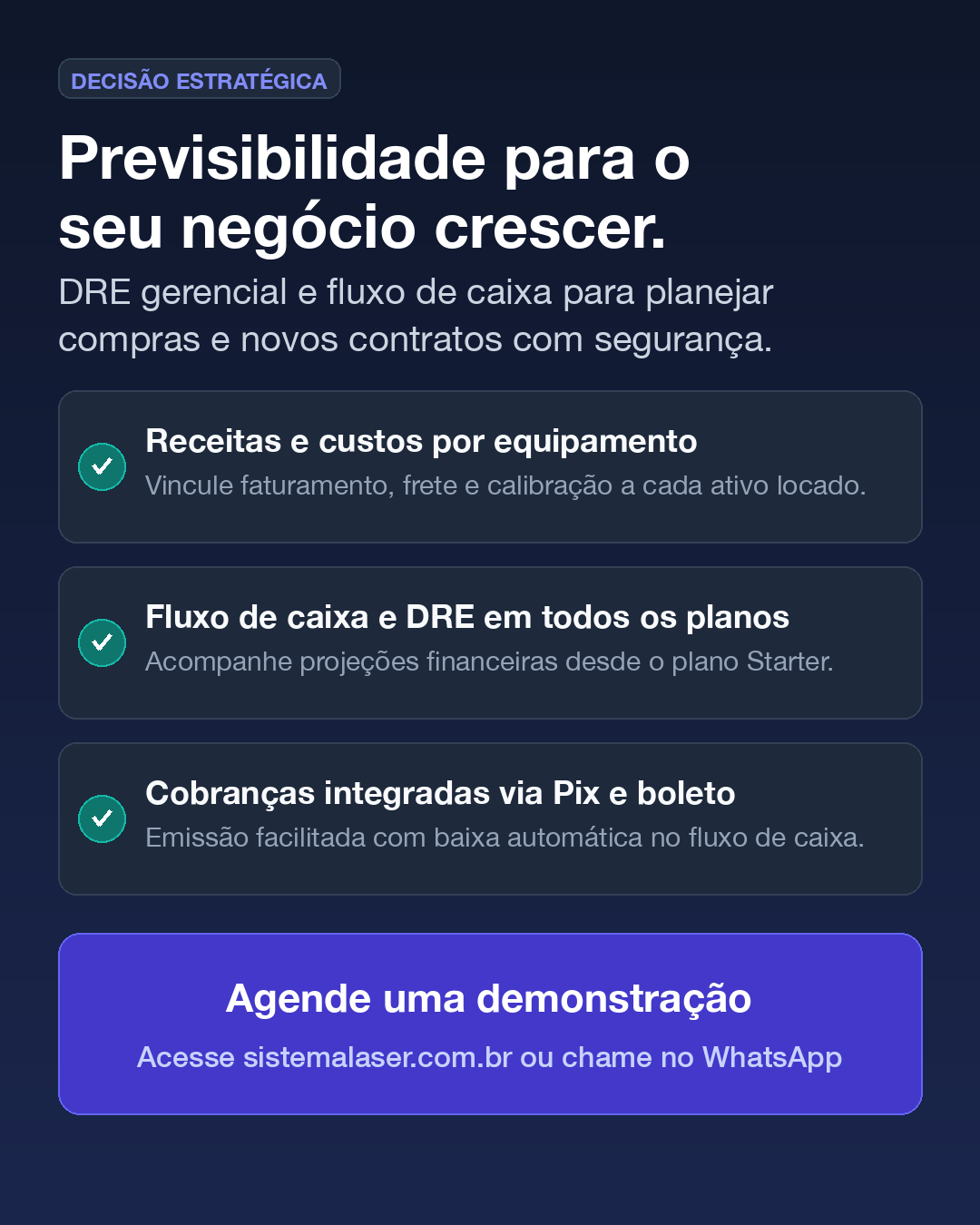 Previsibilidade e planos do Sistema Laser