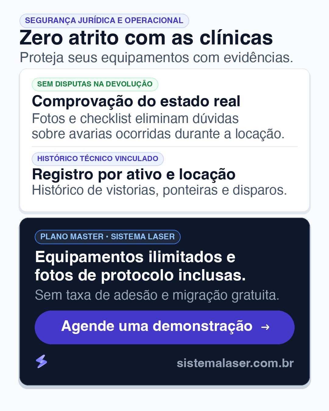 Benefícios dos protocolos com fotos e chamada para demonstração